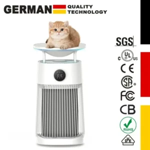 Pet Air Purifier, 3-in-1 HEPA Filter for Hair Dander Odor Dust Cat Air Cleaner, Quiet 360°Air Intake for Large Room