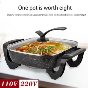 Multi-Function Square Electric Cooker Non-Stick Integrated Pot US EU British Plug Electric Frying Pan Hot Pot for Home Kitchen