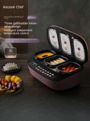 Lexcook Smart Rice Cooker with Triple Inner Pots, Soup Cooking Function, and Intelligent Multi-functional Design for Home Use