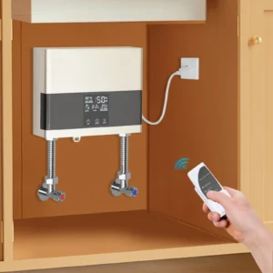 110V 4000W Mini Electric Water Heater,Silver/Gold ABS Instant Hot Water Heater with Remote Control for Kitchens