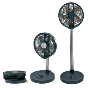 Retractable fan with speed control & timer, remote control, USB charging, indoor outdoor use, portable design