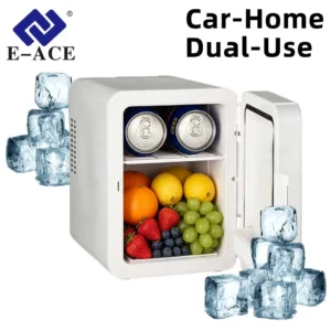 E-ACE 4L Car Refrigerator Mini Fridge Freezer Car & Home Use Portable Compressor Cooler Ice Box for Camping Summer Essential