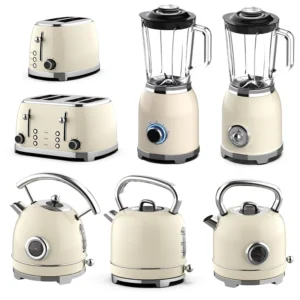 Retro Breakfast Set Appliances 4 Slice Toaster Electric Water Kettle and Toaster Set Juice Blender