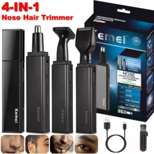 4-in-1 Multifunctional Electric Hair Shaver for Men, Cordless Compact 4-Blade Stainless Steel Beard Trimmer Kit, USB Rechargeable Pain-Free Portable Face Grooming & Removable Epilator Set, Ideal Father's Day Gift
